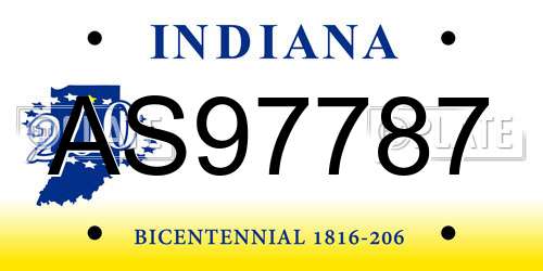 AS97787 Indiana License Plate