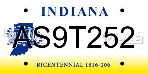 AS9T252 Indiana License Plate
