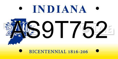 AS9T752 Indiana License Plate