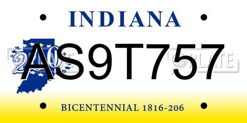 AS9T757 Indiana License Plate