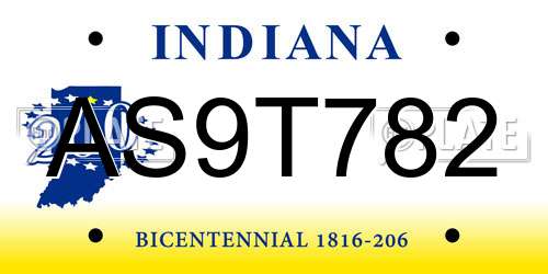 AS9T782 Indiana License Plate