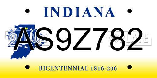 AS9Z782 Indiana License Plate