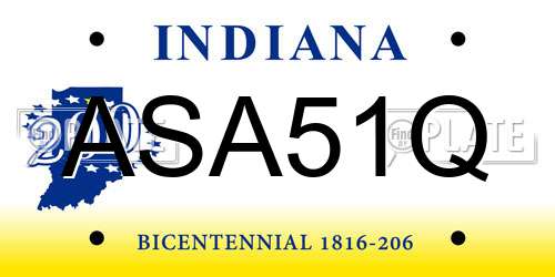 ASA51Q Indiana License Plate