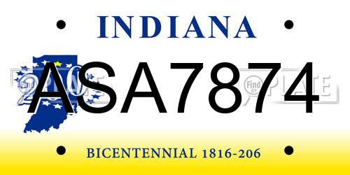 ASA7874 Indiana License Plate