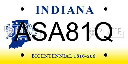ASA81Q Indiana License Plate