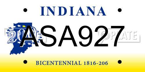 ASA927 Indiana License Plate