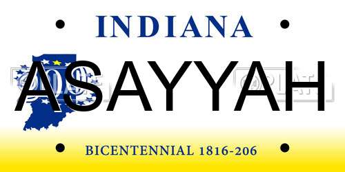 ASAYYAH Indiana License Plate