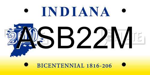 ASB22M Indiana License Plate