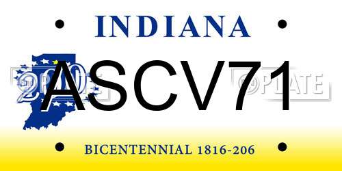 ASCV71 Indiana License Plate