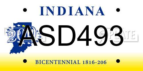 ASD493 Indiana License Plate