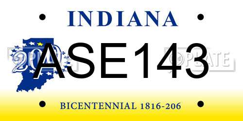 ASE143 Indiana License Plate