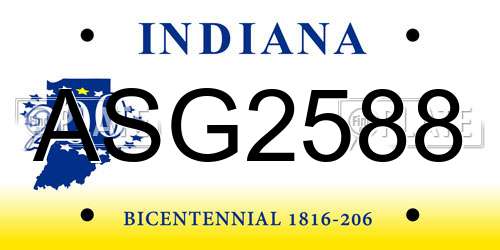 ASG2588 Indiana License Plate
