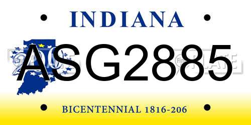 ASG2885 Indiana License Plate
