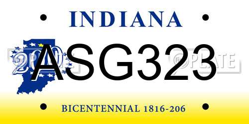 ASG323 Indiana License Plate