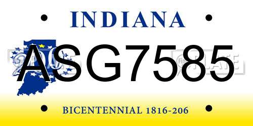 ASG7585 Indiana License Plate