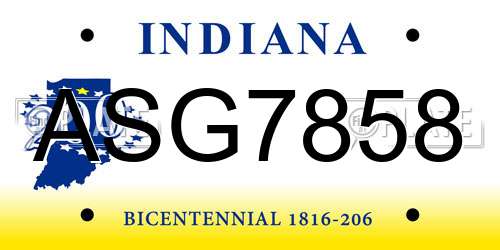 ASG7858 Indiana License Plate