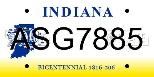 ASG7885 Indiana License Plate