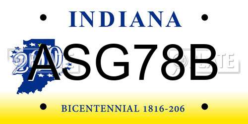 ASG78B Indiana License Plate