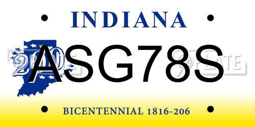 ASG78S Indiana License Plate