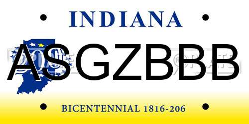 ASGZBBB Indiana License Plate