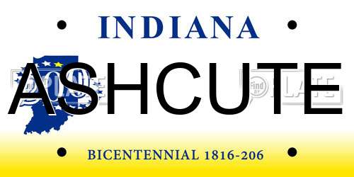 ASHCUTE Indiana License Plate