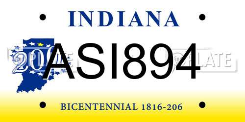 ASI894 Indiana License Plate