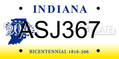 ASJ367 Indiana License Plate