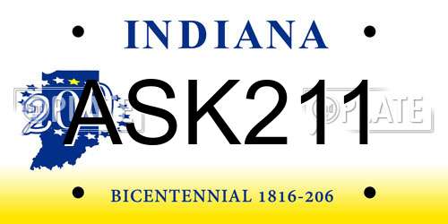 ASK211 Indiana License Plate