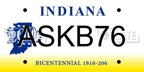 ASKB76 Indiana License Plate