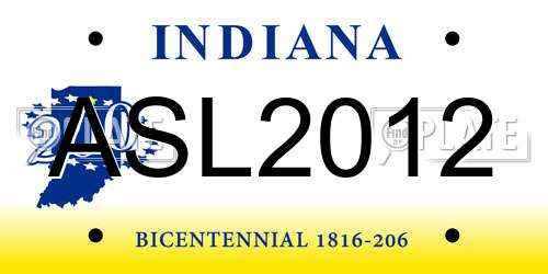 ASL2012 Indiana License Plate