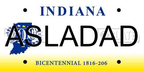 ASLADAD Indiana License Plate