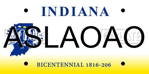 ASLAOAO Indiana License Plate