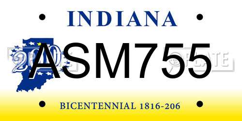 ASM755 Indiana License Plate