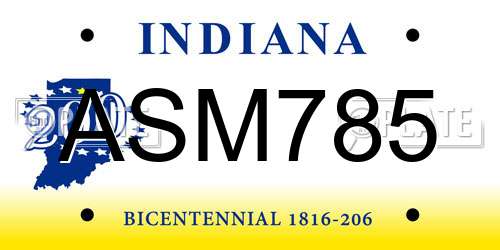 ASM785 Indiana License Plate