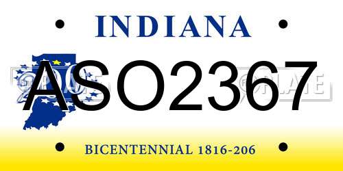 ASO2367 Indiana License Plate