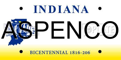 ASPENCO Indiana License Plate