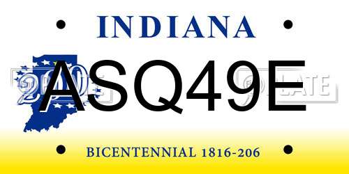 ASQ49E Indiana License Plate