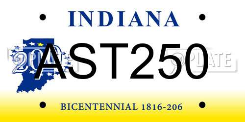 AST250 Indiana License Plate