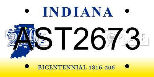 AST2673 Indiana License Plate