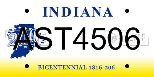 AST4506 Indiana License Plate