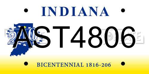 AST4806 Indiana License Plate