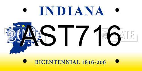 AST716 Indiana License Plate