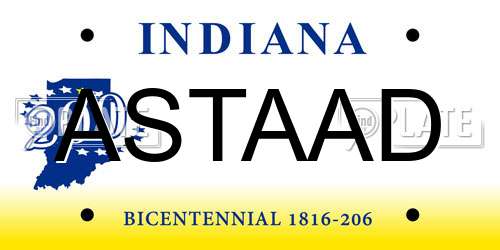 ASTAAD Indiana License Plate