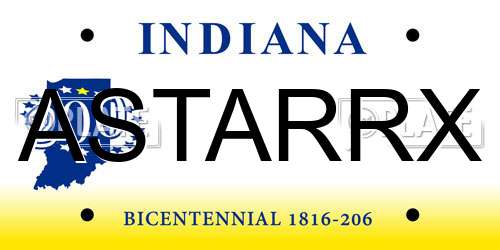 ASTARRX Indiana License Plate