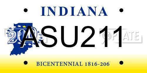 ASU211 Indiana License Plate
