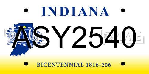 ASY2540 Indiana License Plate