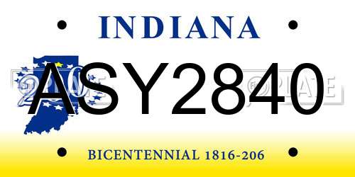ASY2840 Indiana License Plate