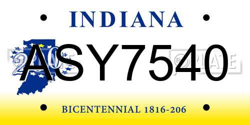 ASY7540 Indiana License Plate