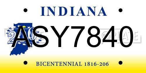 ASY7840 Indiana License Plate