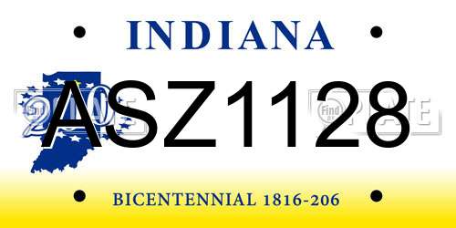 ASZ1128 Indiana License Plate